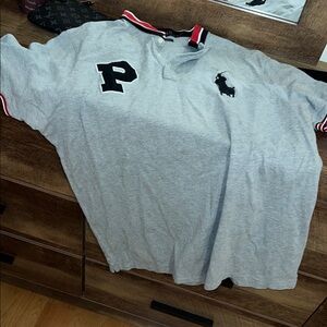 Gray Polo Shirt with Black Logo